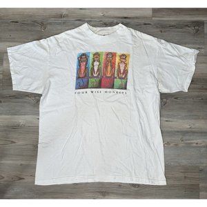 Vintage Four Wise Monkeys Mens T-shirt RARE